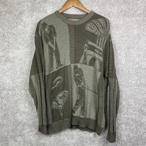 Vintage Shenandoah Sweater Mens Large‎ Green Cable Knit Golf Pullover Made USA